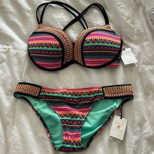 Shade & Shore multi colored geometric design bikini